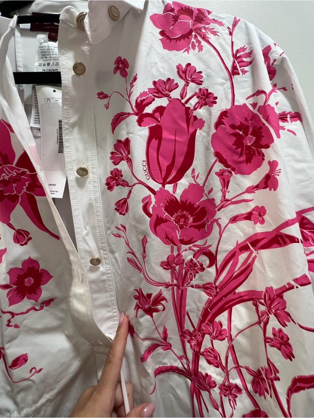 New Gucci White oversized shirt dress with drawstring
